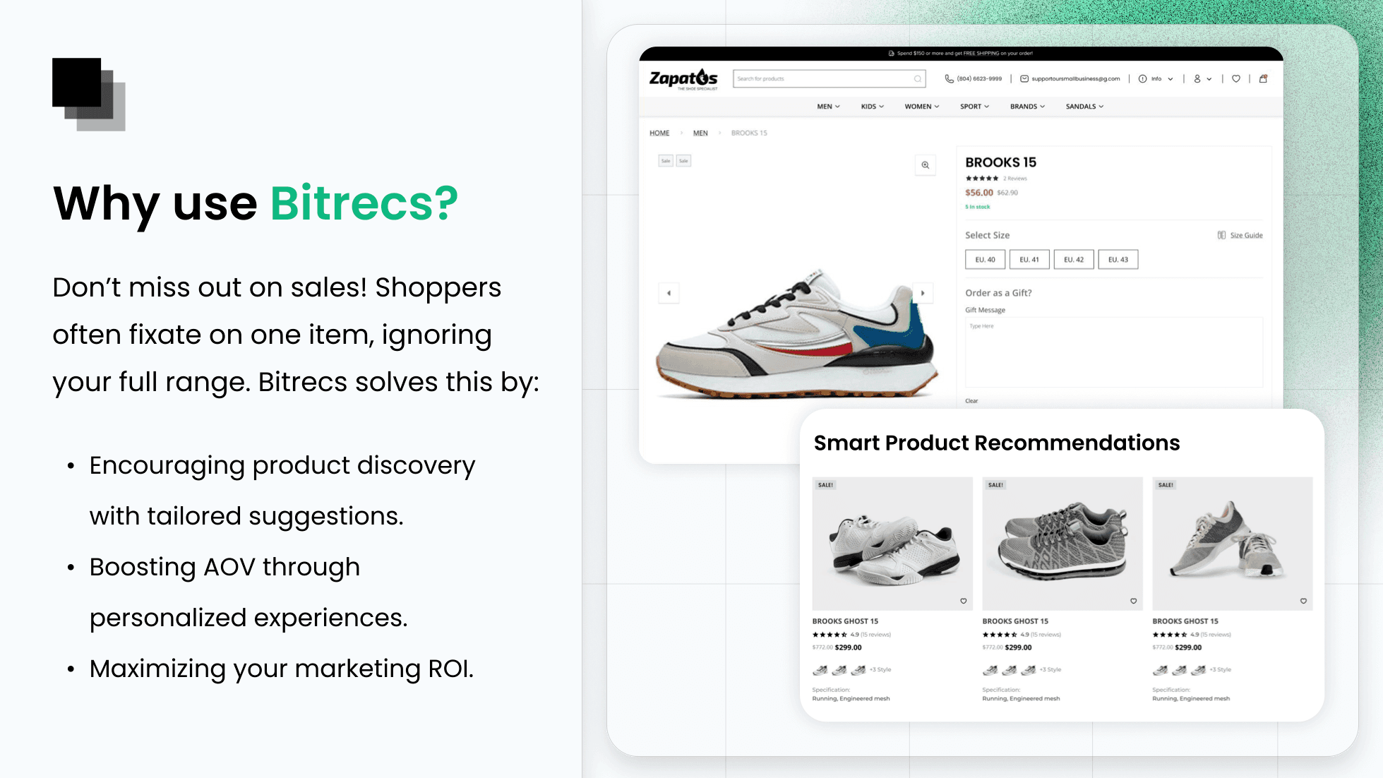 Bitrecs Dynamic Recommendations on Zapatos Store